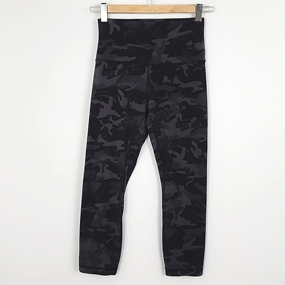 Lululemon Align Crop Legging Incognito Camo Black Grey Nulu High Rise Size 4 - Picture 2 of 11